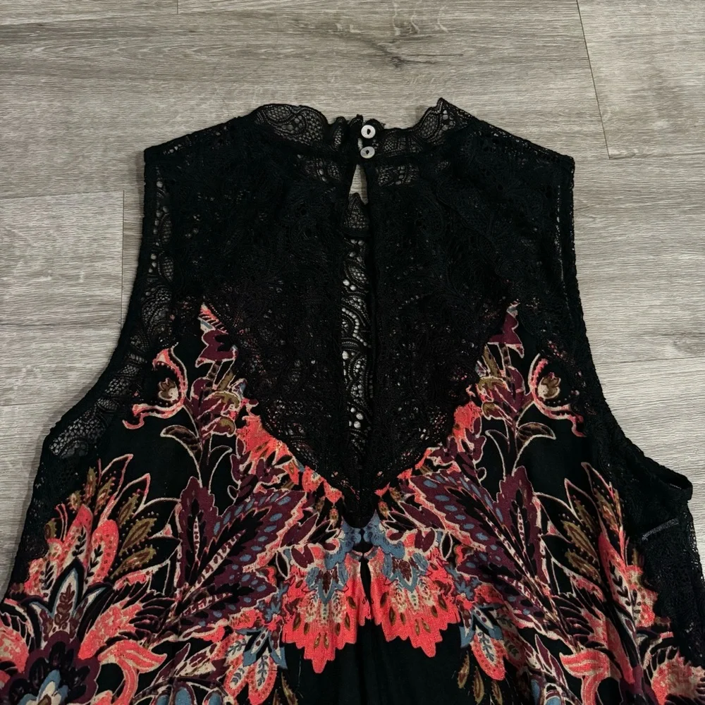 Free people black printed tunic dress size small